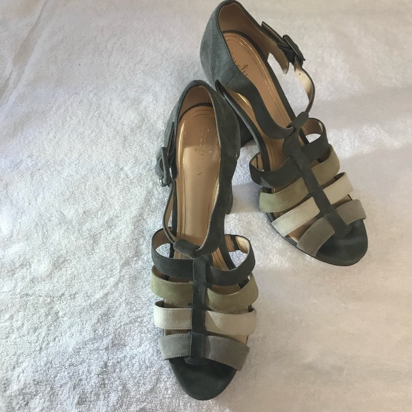 COLE HAAN CHELSEA SUEDE T-STRAP SANDAL MULTICOLOR SUEDE Heels Size 11 - Picture 9 of 12